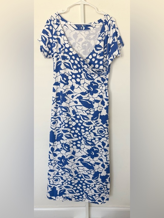 Soft Surroundings Dresses & Skirts - Soft Surroundings White and Blue Floral Wrap-Style Maxi Dress